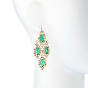 Kendra Scott Fiona Emerald Green Chandelier Gold